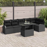 Garden Sofa Set with Cushion 7 pcs Black Poly rattan