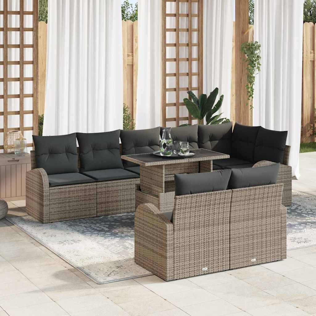 Garden Sofa Set 9 pcs Grey Poly rattan