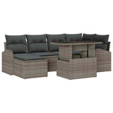 Garden Sofa Set with Storage 7 pcs Grey Poly rattan - Front View