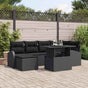 Garden Sofa Set 7 pcs Black Poly rattan