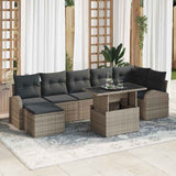 Garden Sofa Set with Storage 8 pcs Grey Poly rattan