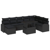 Garden Sofa Set 9 pcs Black Poly rattan