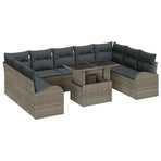 Garden Sofa Set 10 pcs Grey Poly rattan