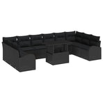 Garden Sofa Set 11 pcs Black Poly rattan