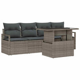 Garden Sofa Set with Storage 5 pcs Grey Poly rattan - Front View