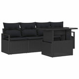 Garden Sofa Set with Storage 5 pcs Black Poly rattan - Front View