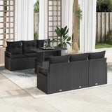 Garden Sofa Set with Cushion 7 pcs Black Poly rattan