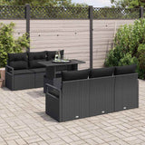Garden Sofa Set with Cushion 7 pcs Black Poly rattan