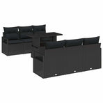 Garden Sofa Set 7 pcs Black Poly rattan