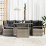 Garden Sofa Set with Storage 7 pcs Grey Poly rattan - Side View