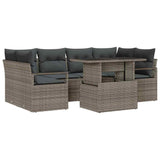 Garden Sofa Set with Storage 7 pcs Grey Poly rattan - Front View