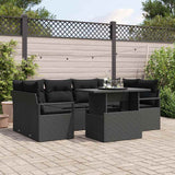 Garden Sofa Set with Storage 7 pcs Black Poly rattan