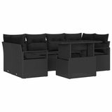 Garden Sofa Set with Storage 7 pcs Black Poly rattan - Front View