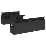 Garden Sofa Set with Storage 8 pcs Black Poly rattan - Front View
