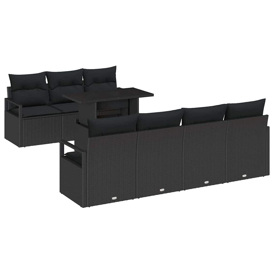 Garden Sofa Set 8 pcs Black Poly rattan
