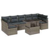 Garden Sofa Set with Storage 8 pcs Grey Poly rattan - Front View