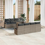 Garden Sofa Set 9 pcs Grey Poly rattan