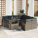 Garden Sofa Set with Cushion 9 pcs Grey Poly rattan