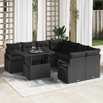 Garden Sofa Set 9 pcs Black Poly rattan