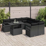 Garden Sofa Set with Cushion 9 pcs Black Poly rattan