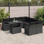 Garden Sofa Set 9 pcs Black Poly rattan