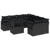 Garden Sofa Set with Cushion 9 pcs Black Poly rattan