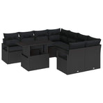Garden Sofa Set 9 pcs Black Poly rattan