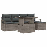 Garden Sofa Set with Storage 6 pcs Grey Poly rattan - Front View
