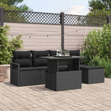 Garden Sofa Set 6 pcs Black Poly rattan
