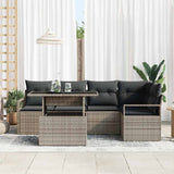 Garden Sofa Set with Cushion 6 pcs Grey Poly rattan - Side View