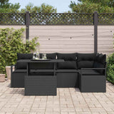 Garden Sofa Set with Storage 6 pcs Black Poly rattan - Side View
