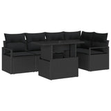 Garden Sofa Set with Storage 6 pcs Black Poly rattan - Front View