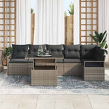 Garden Sofa Set with Storage 7 pcs Grey Poly rattan - Side View