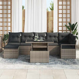 Garden Sofa Set with Storage 8 pcs Grey Poly rattan