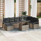 Garden Sofa Set with Storage 9 pcs Grey Poly rattan