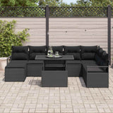 Garden Sofa Set with Storage 9 pcs Black Poly rattan