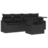 Garden Sofa Set with Storage 5 pcs Black Poly rattan - Front View