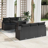 Garden Sofa Set with Cushion 7 pcs Black Poly Rattan