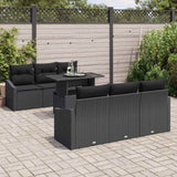Garden Sofa Set with Cushion 7 pcs Black Poly Rattan - Side View