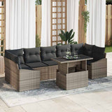 Garden Sofa Set with Cushion 8 pcs Grey Poly Rattan
