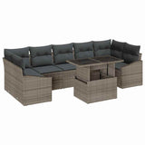 Garden Sofa Set with Cushion 8 pcs Grey Poly Rattan - Front View