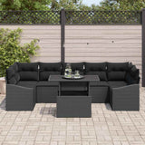 Garden Sofa Set with Storage 8 pcs Black Poly rattan