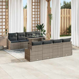 Garden Sofa Set with Cushion 9 pcs Grey Poly Rattan