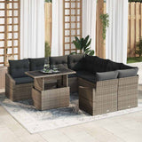 Garden Sofa Set with Storage 9 pcs Grey Poly rattan