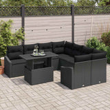 Garden Sofa Set with Storage 9 pcs Black Poly rattan