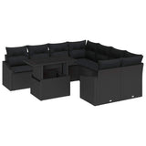Garden Sofa Set with Storage 9 pcs Black Poly rattan