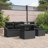 Garden Sofa Set 6 pcs Black Poly Rattan and Powder-Coated Steel