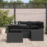 Garden Sofa Set 5 pcs Black Poly Rattan & Powder-Coated Steel