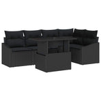 Garden Sofa Set 6 pcs Black Poly Rattan, Powder-Coated Steel