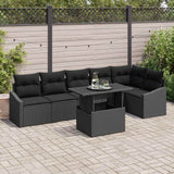 Garden Sofa Set 7 pcs Black Poly Rattan & Powder-Coated Steel